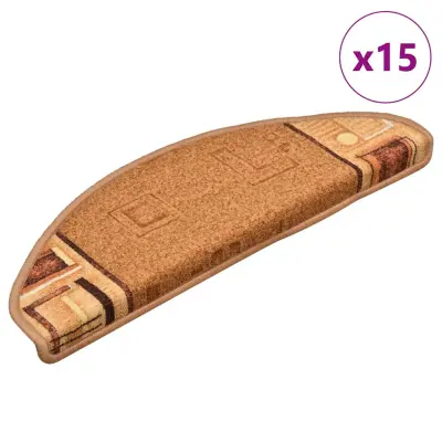 vidaXL Samolepilne preproge za stopnice 15 kosov bež 65x21x4 cm
