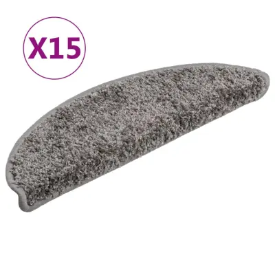 vidaXL Preproge za stopnice 15 kosov sive 56x17x3 cm