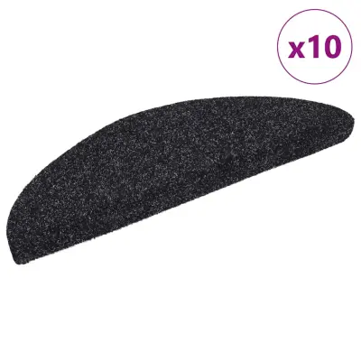 vidaXL Samolepilne preproge za stopnice 10 kosov črne 56x17x3 cm