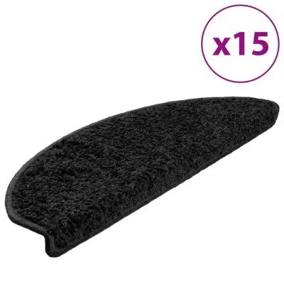 vidaXL Preproge za stopnice 15 kosov 65x21x4 cm črne