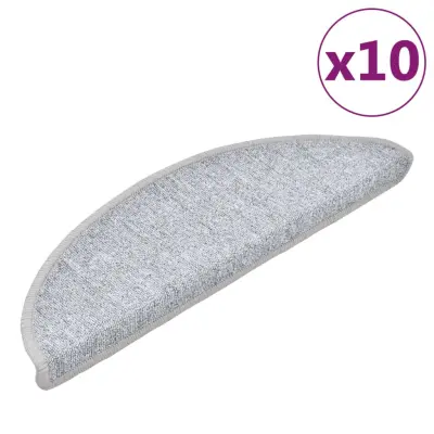 vidaXL Preproge za stopnice 10 kosov 56x17x3 cm svetlo sive