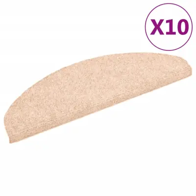 vidaXL Samolepilne preproge za stopnice 10 kosov krem 65x21x4 cm