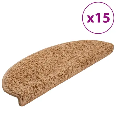 vidaXL Preproge za stopnice 15 kosov 65x21x4 cm bež