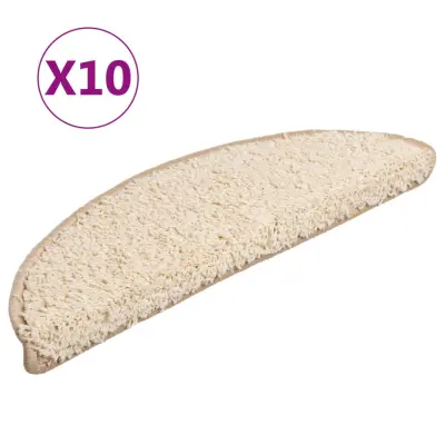 vidaXL Preproge za stopnice 10 kosov 56x17x3 cm krem