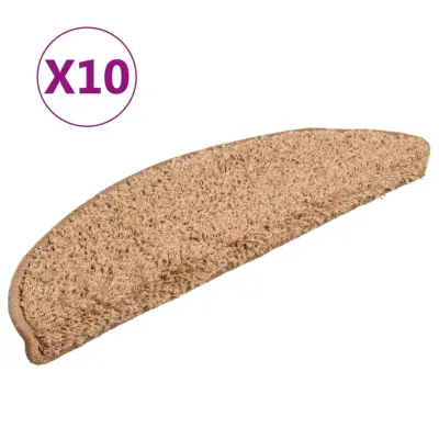 vidaXL Preproge za stopnice 10 kosov 56x17x3 cm bež