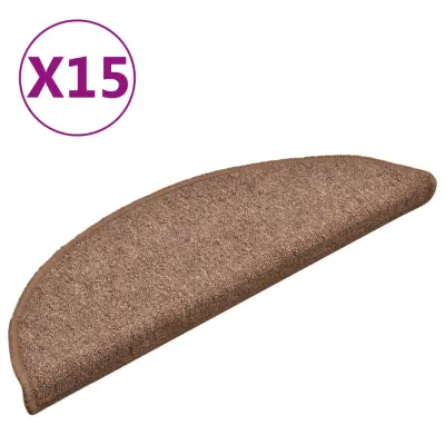 vidaXL Preproge za stopnice 15 kosov rjave 56x17x3 cm