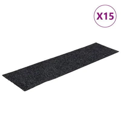 vidaXL Samolepilne preproge za stopnice 15 kosov 76x20 cm sive