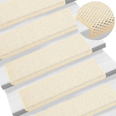 vidaXL Samolepilne preproge za stopnice sisal 15 kosov 65x21x4 cm krem