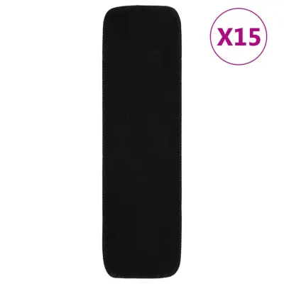 vidaXL Preproge za stopnice 15 kosov 75x20 cm črne nedrseče