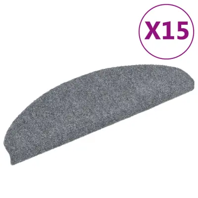vidaXL Samolepilne preproge za stopnice 15 kosov 65x21x4cm svetlo sive