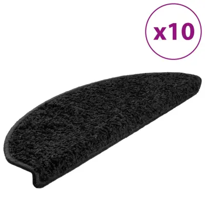 vidaXL Preproge za stopnice 10 kosov 65x21x4 cm črne