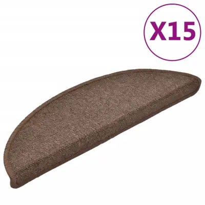 vidaXL Preproge za stopnice 15 kosov 56x17x3 cm kavno rjave