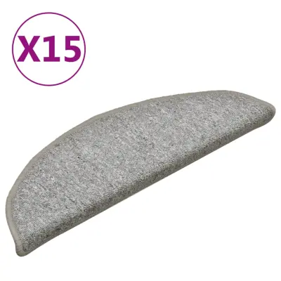 vidaXL Preproge za stopnice 15 kosov svetlo sive 56x17x3 cm