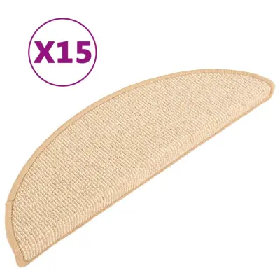 vidaXL Preproge za stopnice 15 kosov krem 56x17x3 cm