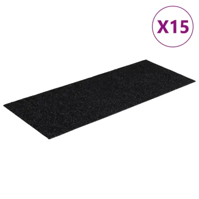 vidaXL Samolepilne preproge za stopnice 15 kosov 60x25 cm črne