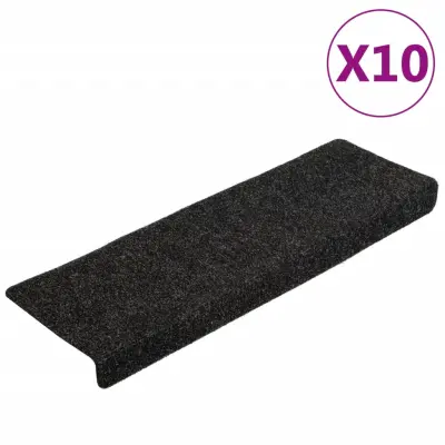 vidaXL Preproge za stopnice 10 kosov črne 65x21x4 cm