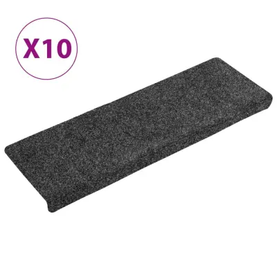 vidaXL Preproge za stopnice 10 kosov sive 65x21x4 cm