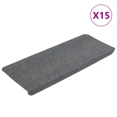vidaXL Samolepilne preproge za stopnice 15 kosov 65x24,5x3,5 cm sive