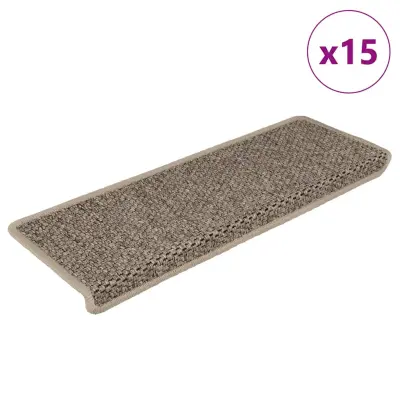 vidaXL Samolepilne preproge za stopnice sisal 15 kosov 65x21x4 cm