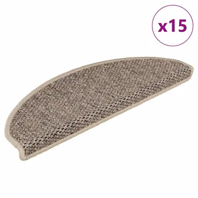 vidaXL Samolepilne preproge za stopnice sisal 15 kosov 65x21x4 cm