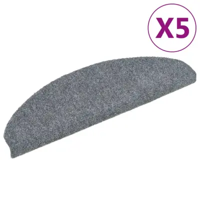 vidaXL Samolepilne preproge za stopnice 5 kosov svetlo sive 65x21x4cm