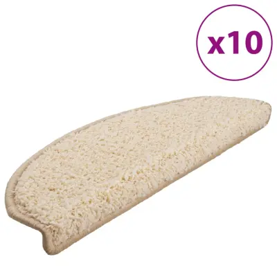vidaXL Preproge za stopnice 10 kosov 65x21x4 cm krem