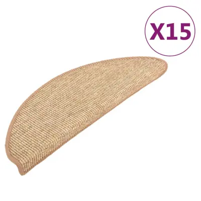 vidaXL Samolepilne preproge za stopnice 15kosov svetlo rjave 65x21x4cm