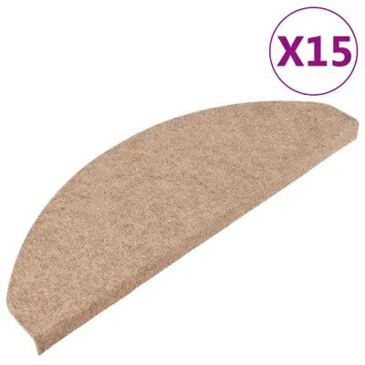 vidaXL Samolepilne preproge za stopnice 15 kosov 65x22,5x3,5 cm bež