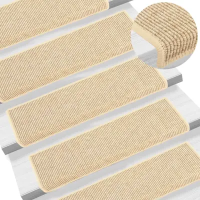 vidaXL Samolepilne preproge za stopnice sisal 15 kosov 65x21x4 cm bež