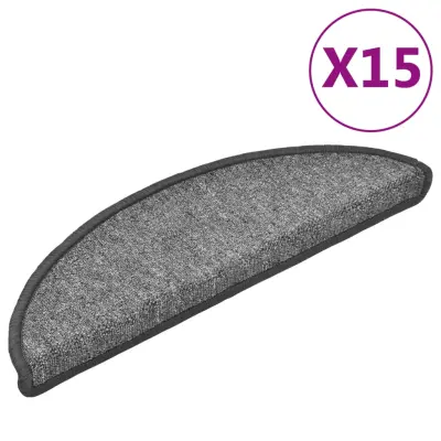 vidaXL Preproge za stopnice 15 kosov 56x17x3 cm temno sive
