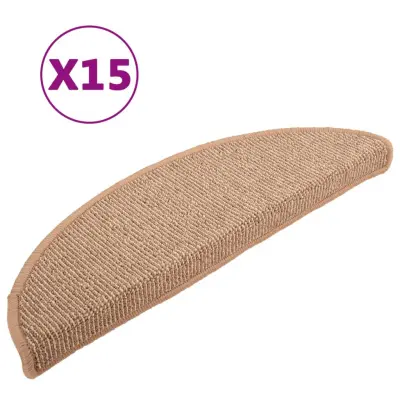 vidaXL Preproge za stopnice 15 kosov svetlo rjave 56x17x3 cm