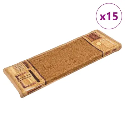 vidaXL Samolepilne preproge za stopnice 15 kosov 65x21x4 cm bež