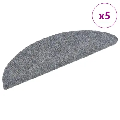 vidaXL Samolepilne preproge za stopnice 5 kosov svetlo sive 56x17x3cm