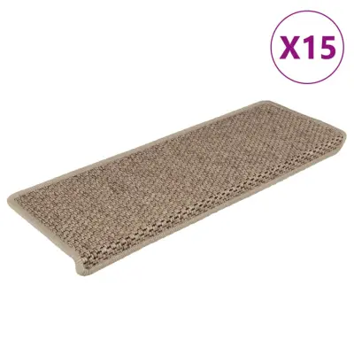 vidaXL Samolepilne preproge za stopnice sisal 15 kosov 65x21x4 peščene