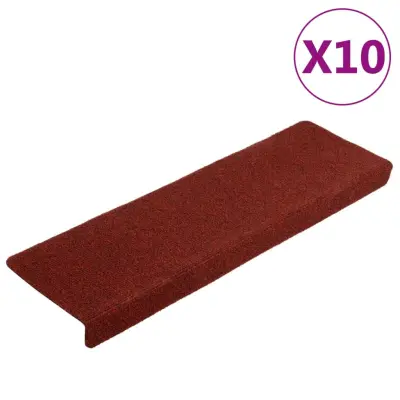 vidaXL Preproge za stopnice 10 kosov bordo rdeče 65x21x4 cm
