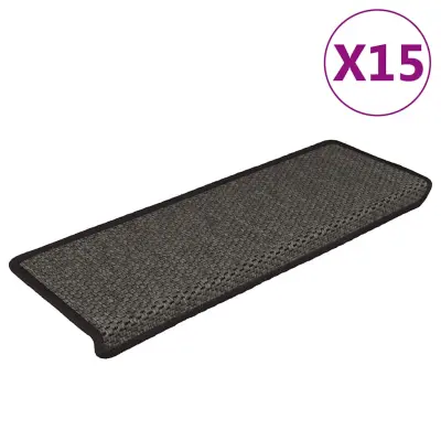 vidaXL Samolepilne preproge za stopnice sisal 15kosov 65x21x4cm antra.