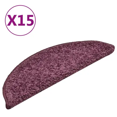 vidaXL Preproge za stopnice 15 kosov temno vijolične 56x17x3 cm