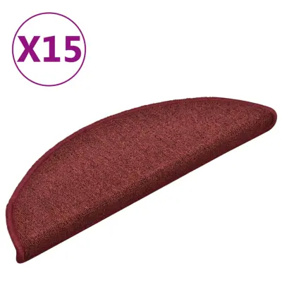 vidaXL Preproge za stopnice 15 kosov rdeče 56x17x3 cm