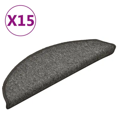vidaXL Preproge za stopnice 15 kosov temno sive 56x17x3 cm