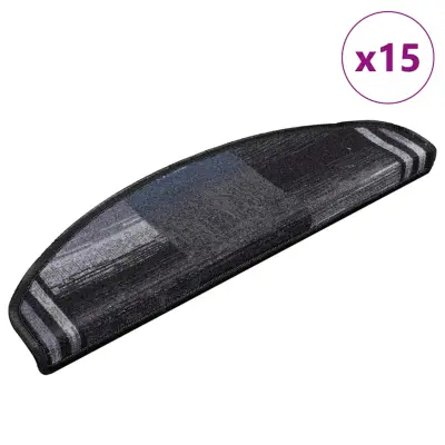 vidaXL Samolepilne preproge za stopnice 15 kos. črne in sive 65x21x4cm