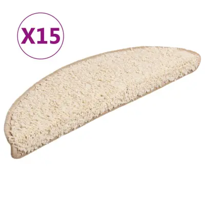 vidaXL Preproge za stopnice 15 kosov 56x17x3 cm krem
