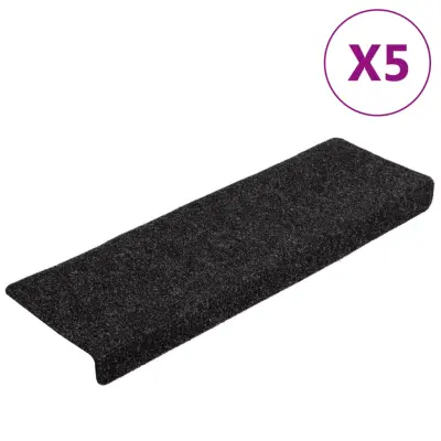vidaXL Preproge za stopnice 5 kosov črne 65x21x4 cm
