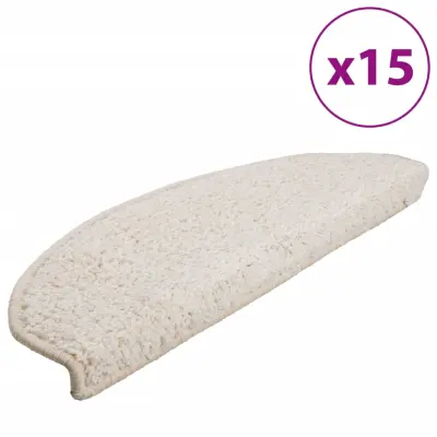 vidaXL Preproge za stopnice 15 kosov 65x21x4 cm bele