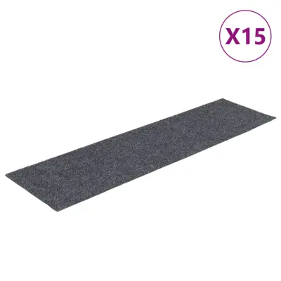 vidaXL Samolepilne preproge za stopnice 15 kosov 76x20 cm svetlo sive