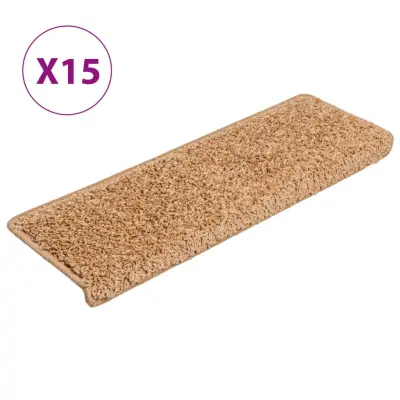 vidaXL Preproge za stopnice 15 kosov 65x21x4 cm bež