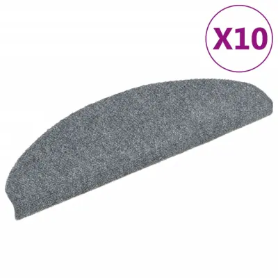 vidaXL Samolepilne preproge za stopnice 10 kosov svetlo sive 65x21x4cm