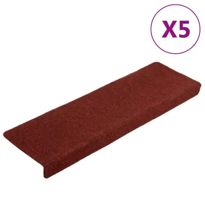 vidaXL Preproge za stopnice 5 kosov bordo rdeče 65x21x4 cm