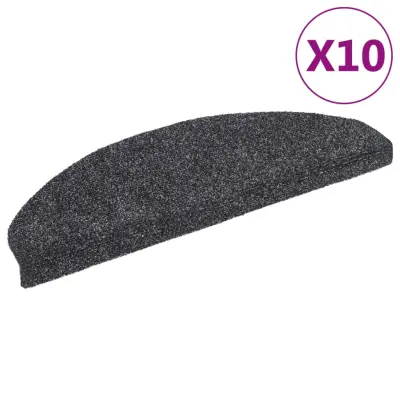 vidaXL Samolepilne preproge za stopnice 10 kosov temno sive 65x21x4 cm