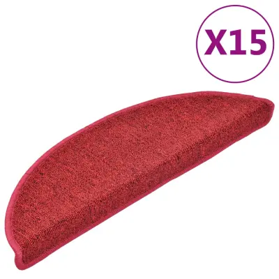 vidaXL Preproge za stopnice 15 kosov 56x17x3 cm bordo