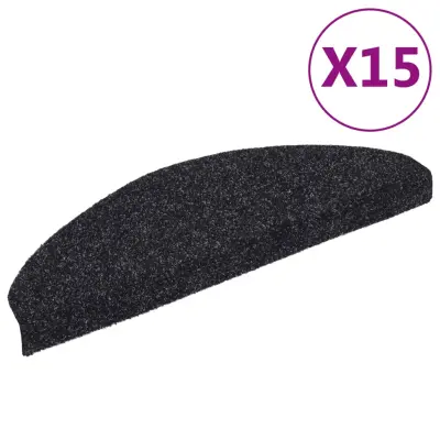 vidaXL Samolepilne preproge za stopnice 15 kosov 65x21x4 cm črne